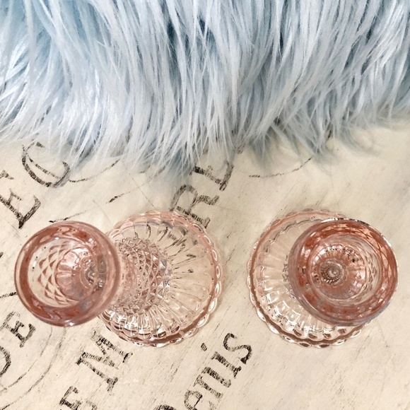 Candle Stick Holders, Taper, Pink, Glass, Set of 2, Very Nice Condition - Picture 4 of 7